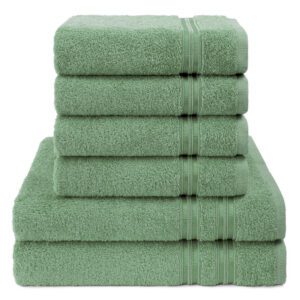 Set prosoape de baie - Verde salvie 4x 50x100cm + 2x 70x140cm